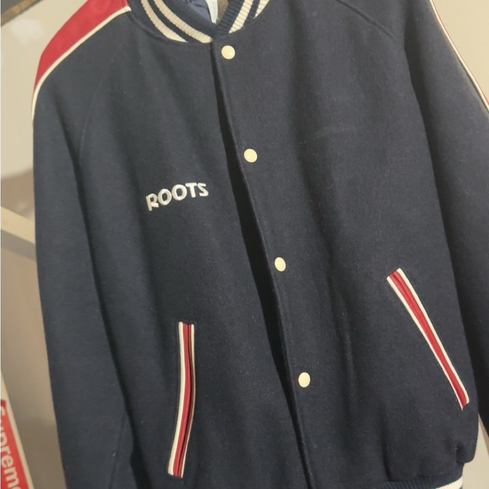 Roots Navy Varsity Jacket